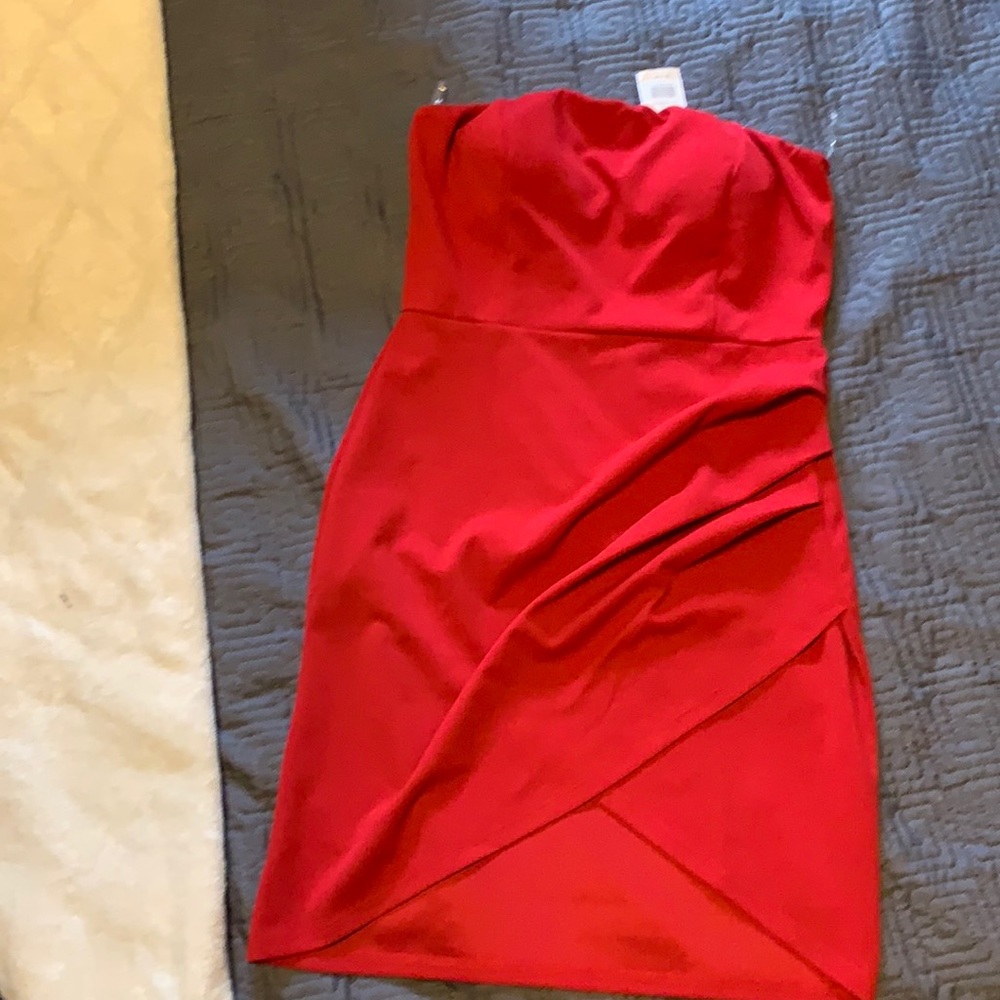 Red Strapless Cocktail Dress